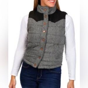 NWT Women's Quilted Puffer Button-Front Vest Black Size S